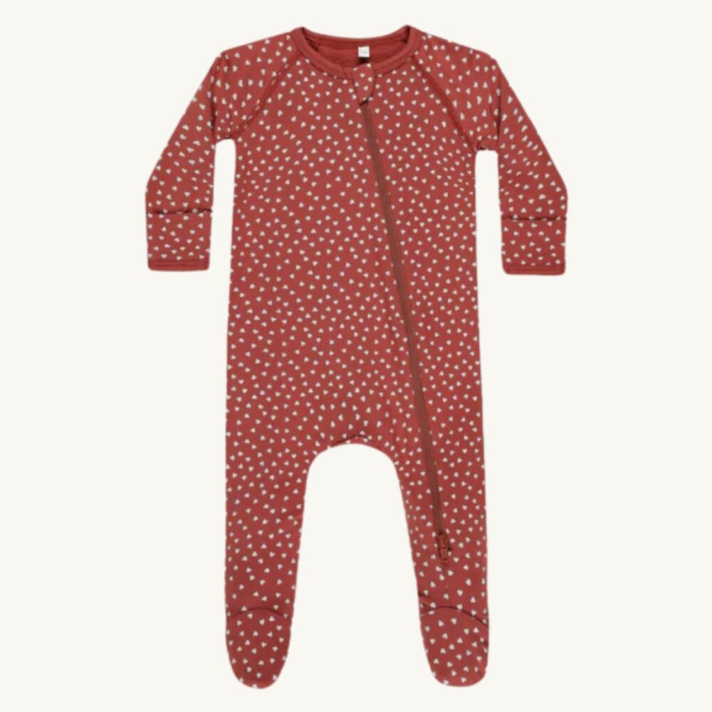 NWT - Quincy Mae Red hearts bamboo zip pajama